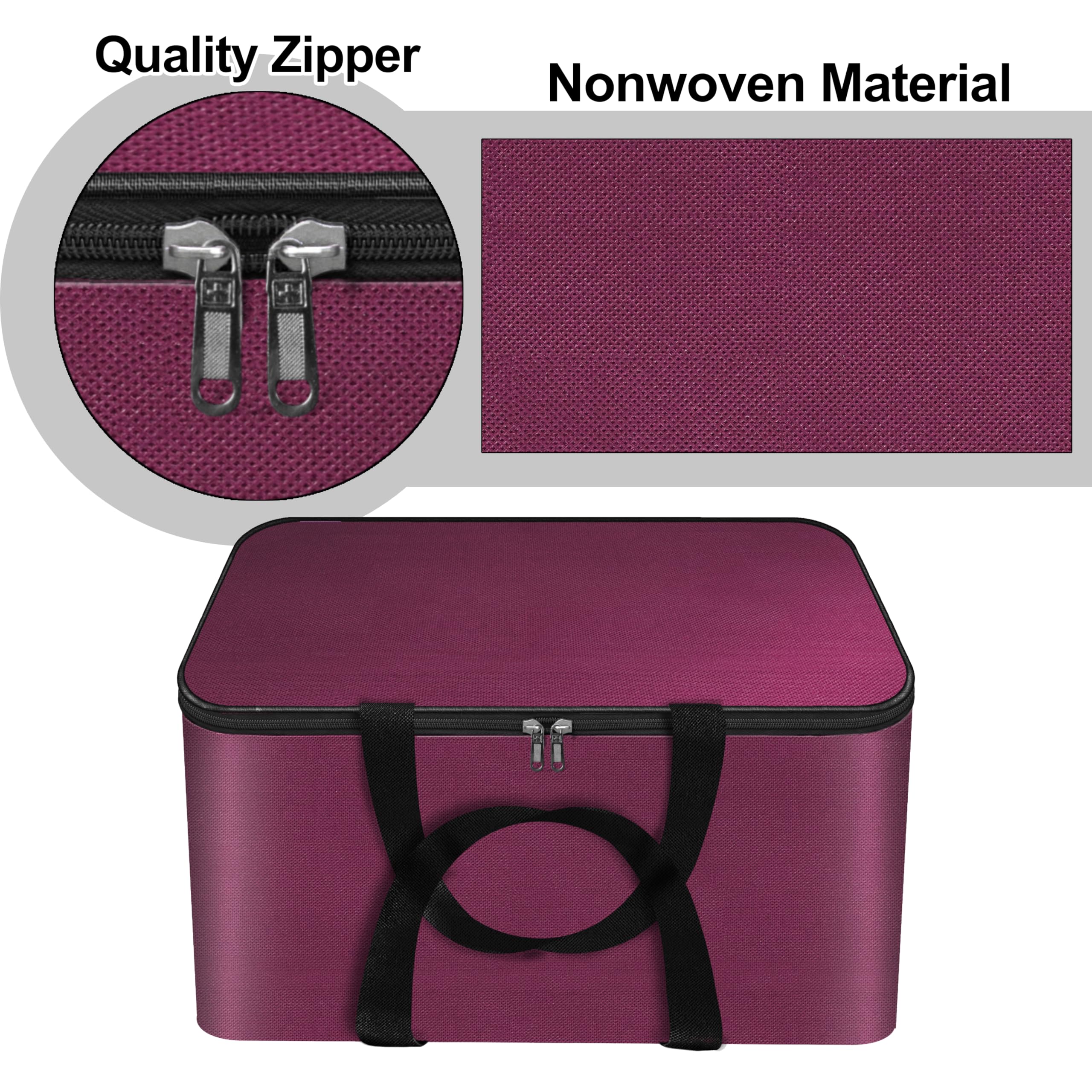 Storite Non-Woven 5 Pack Nonwoven Mini Storage Bag Cloth Organizer With Zippered Closure And Handle (41X35X23.5 Cm, Magenta) Rec
